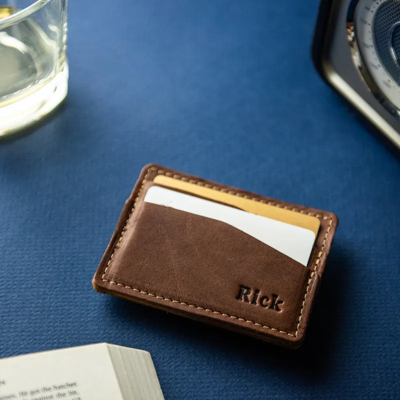 The Levi Fine Leather Horizontal Magnetic Money Clip Wallet