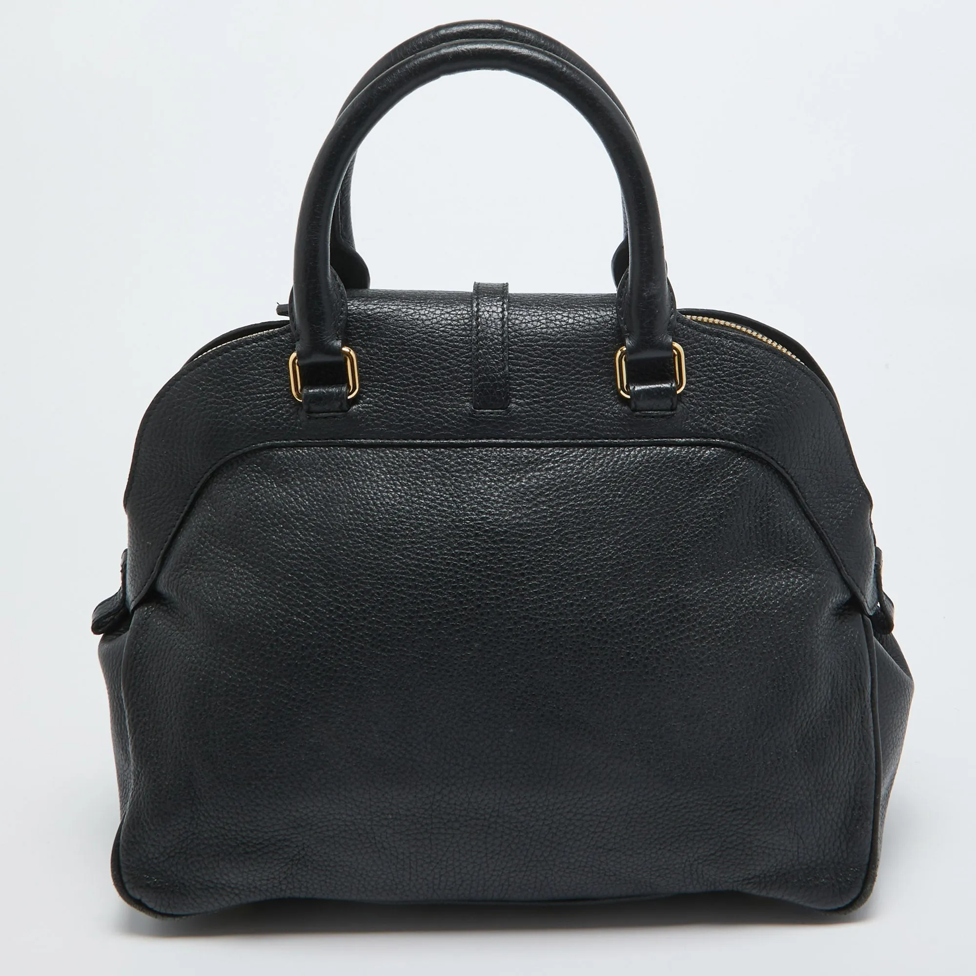 Trendy Inspired Burberry Black Leather Padlock Flap Satchel