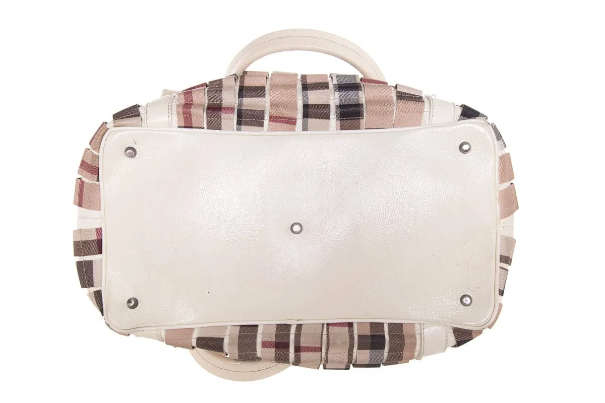 Trendy Inspired Burberry Cream Patent Leather Cartridge Novacheck Satchel