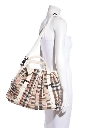 Trendy Inspired Burberry Cream Patent Leather Cartridge Novacheck Satchel