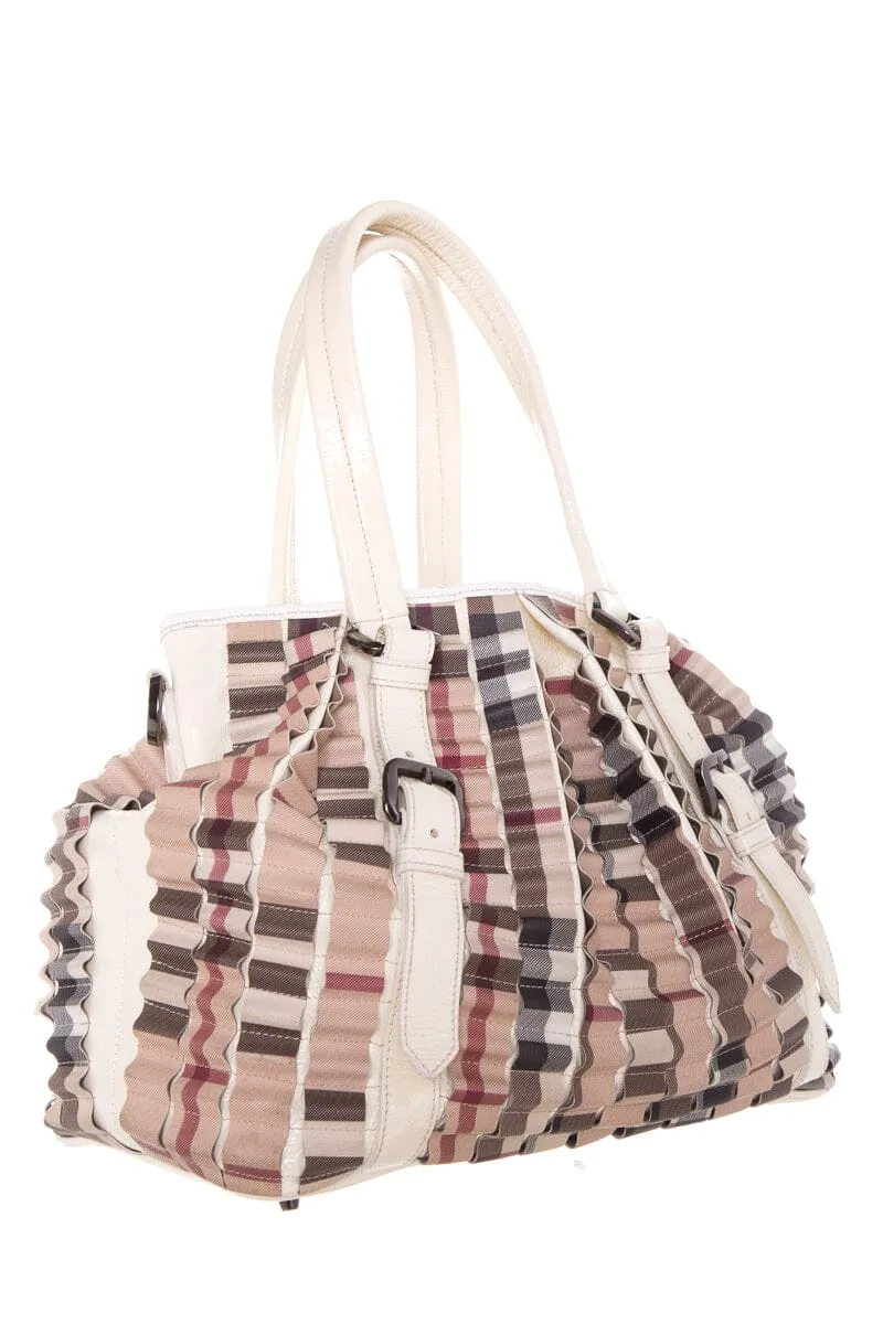 Trendy Inspired Burberry Cream Patent Leather Cartridge Novacheck Satchel