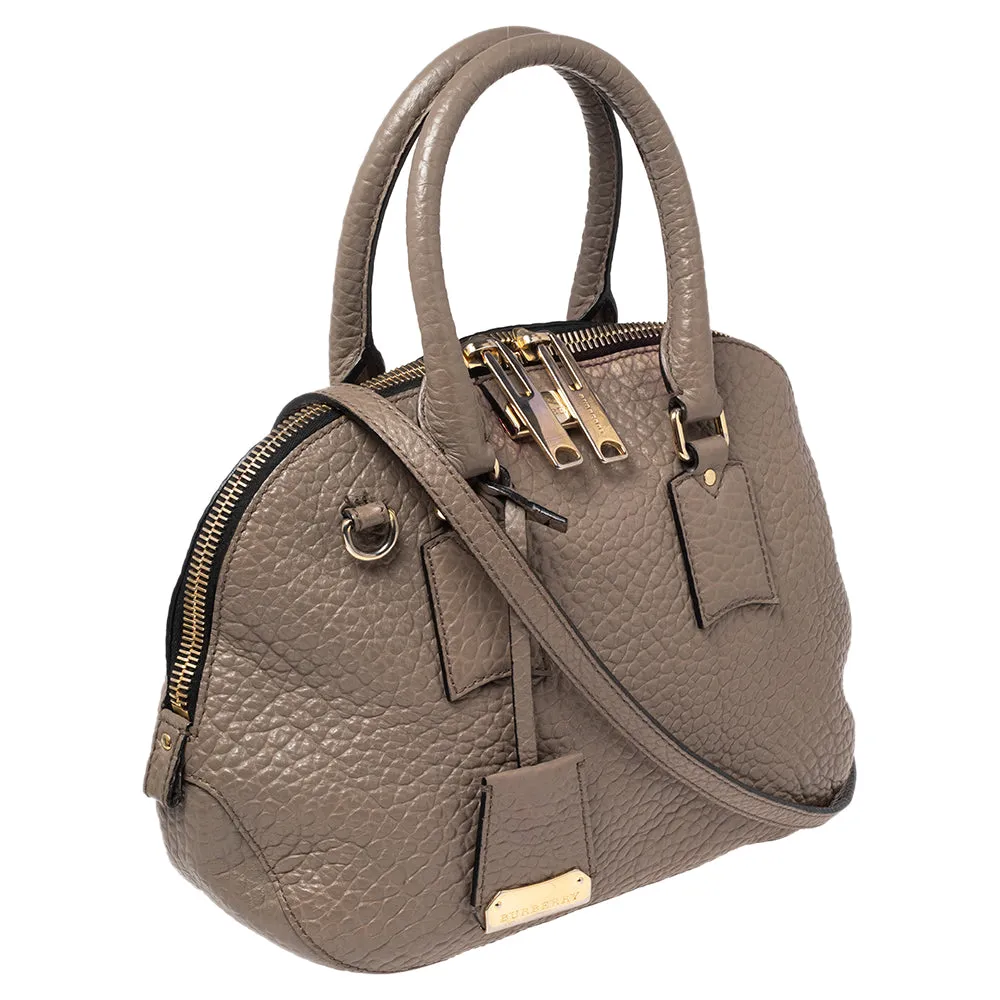 Trendy Inspired Burberry Grey Grain Leather Orchard Satchel