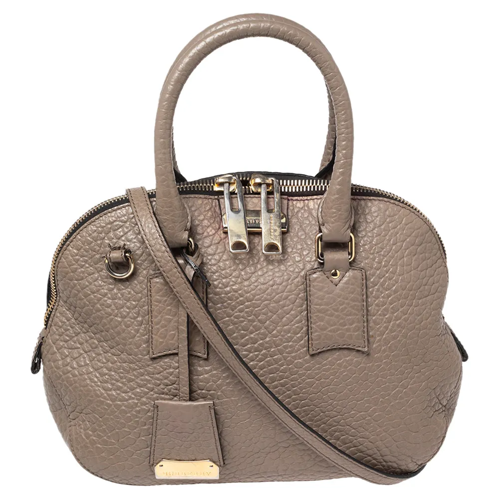 Trendy Inspired Burberry Grey Grain Leather Orchard Satchel