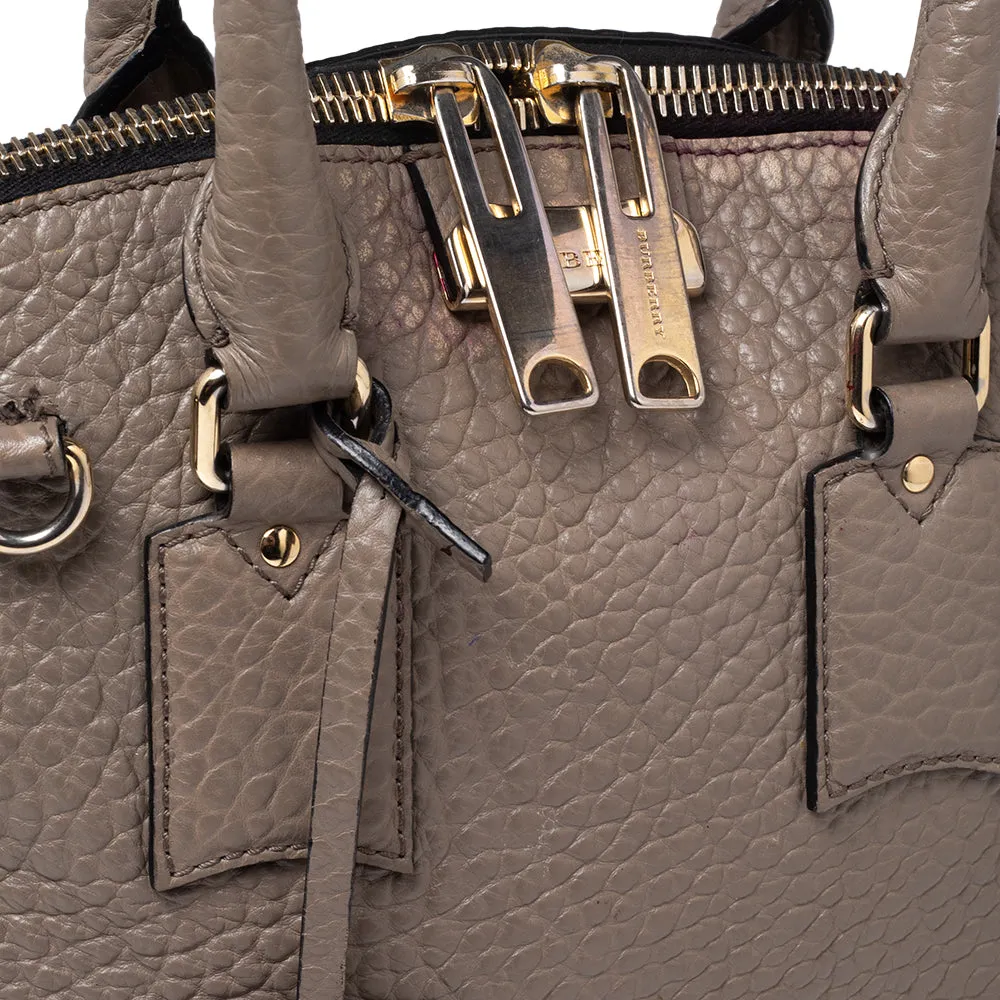 Trendy Inspired Burberry Grey Grain Leather Orchard Satchel