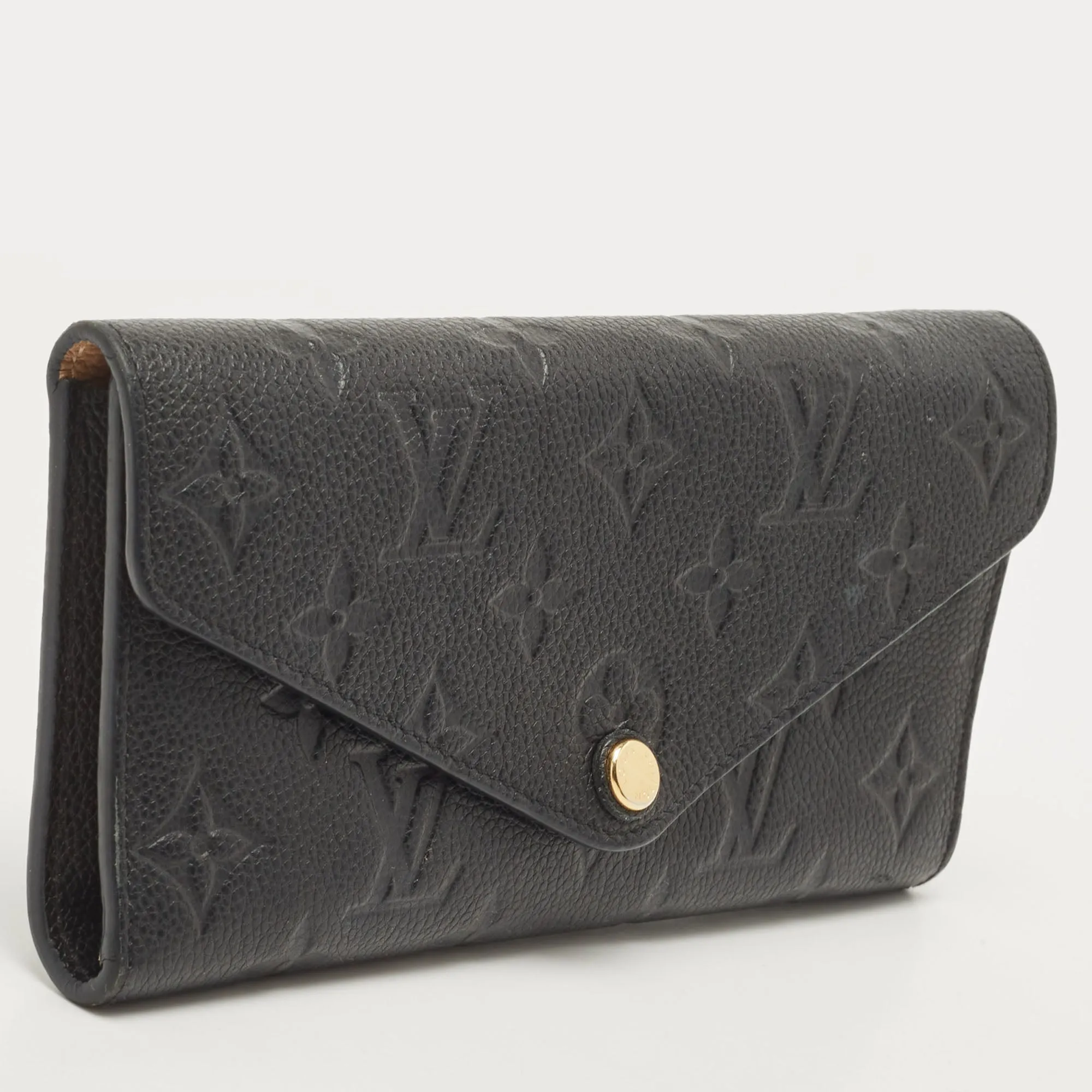 Trendy Inspired Louis Vuitton Black Empreinte Leather Josephine Wallet