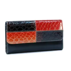 Woman Fashion  Snake Skin Tri-Folds Over Flap Checkbook Wallet