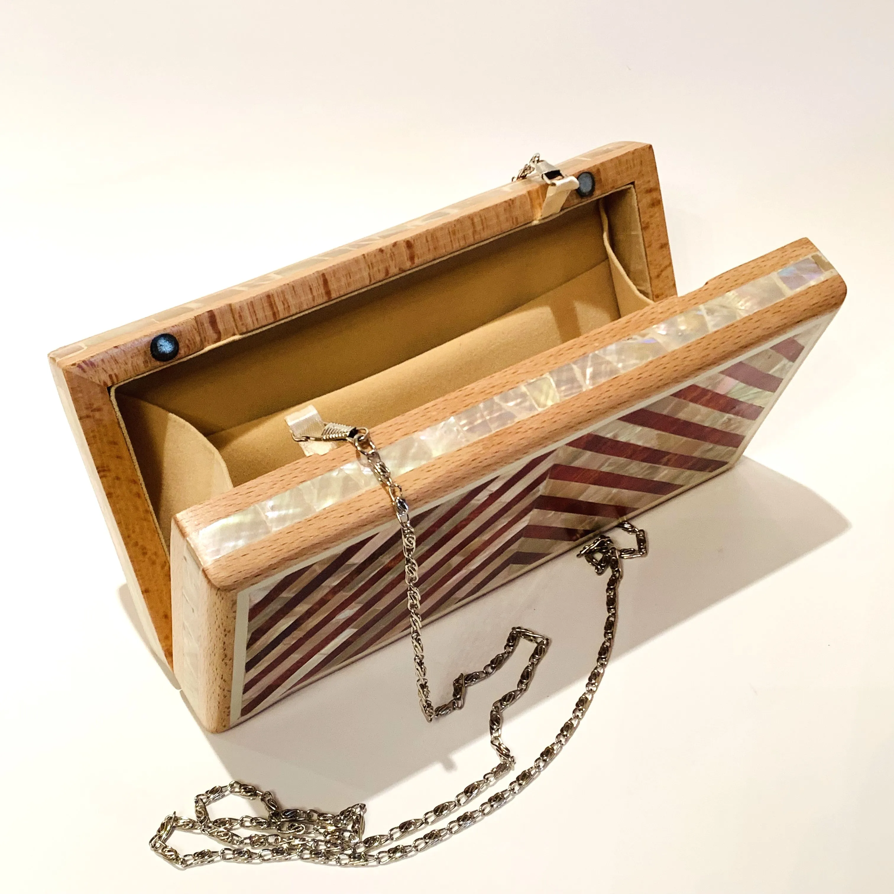 Wood Clutch with Mother of Pearl